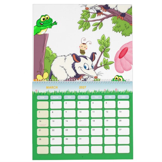 Floral de Opossum en el calendario 2024 (Mar 2027)