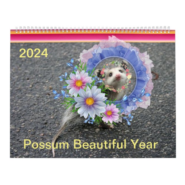Floral de Opossum en el calendario 2024 (Tapa)