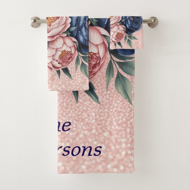 Floral de oro azul marino y Rosa (In situ)