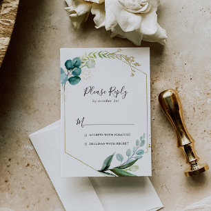 Floral de oro con vegetación tropical RSVP