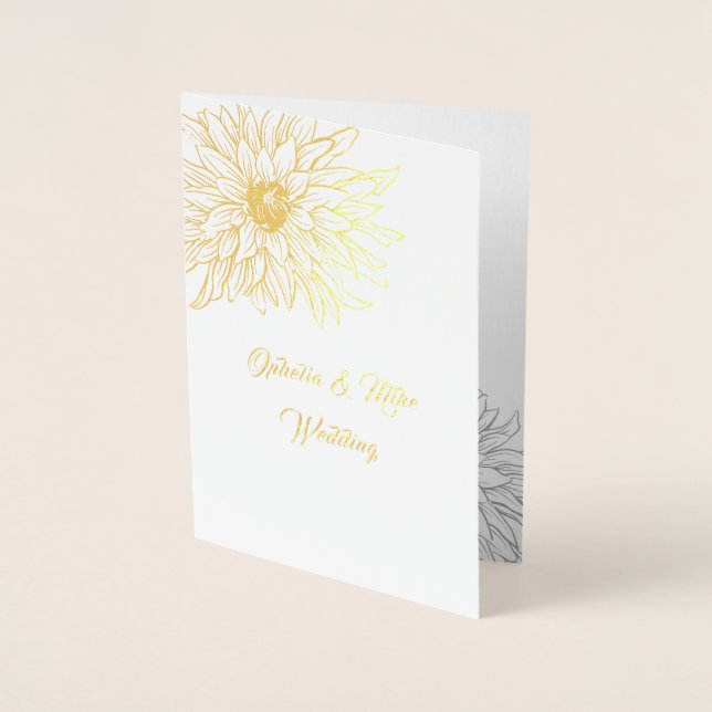 Floral de oro, invitación a la boda, tarjeta de Re (Anverso)