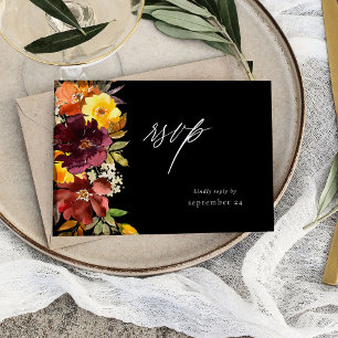 Floral de oro naranja y amarillo con tarjeta RSVP