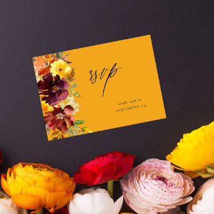 Floral de oro naranja y amarillo con tarjeta RSVP