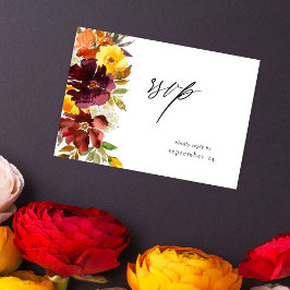 Floral de oro naranja y amarillo con tarjeta RSVP 