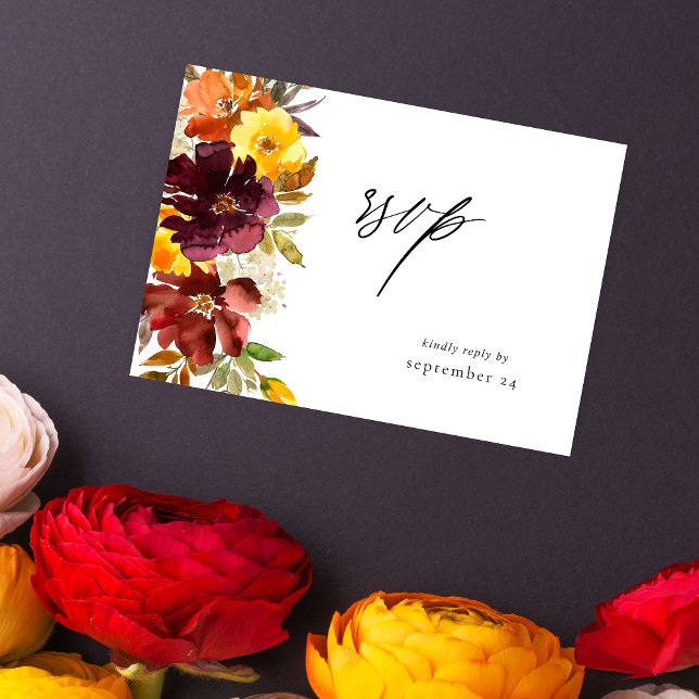 Floral de oro naranja y amarillo con tarjeta RSVP  (Subido por el creador)