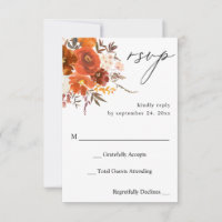 Floral de otoño roja y Naranja en comidas RSVP