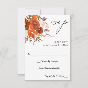 Floral de otoño roja y Naranja en comidas RSVP