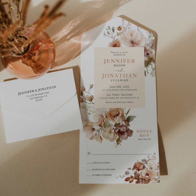 Floral de otoño rústica todo en una invitación de  (Subido por el creador)