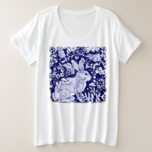 Floral de pájaro de conejo azul oscuro lindo Wood