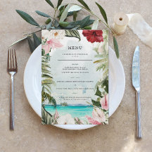 Floral de Palma de Playa Tropical | Menú de Boda