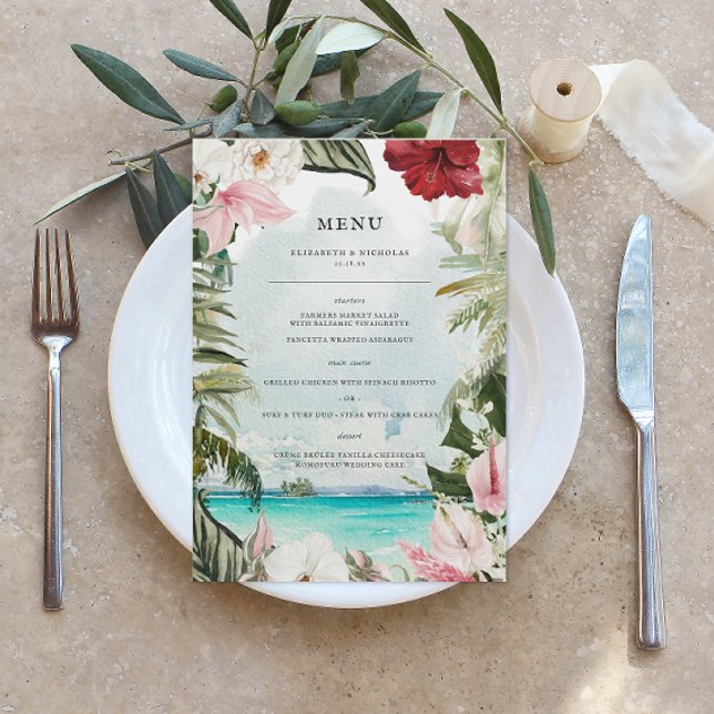 Floral de Palma de Playa Tropical | Menú de Boda (Subido por el creador)