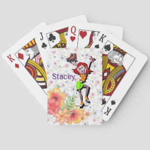 Floral de patinaje floral sobre cubierta de cartas