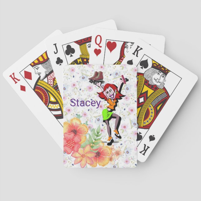 Floral de patinaje floral sobre cubierta de cartas (Reverso)