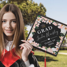 Floral de peonía rosada Rubor | Clase de graduado