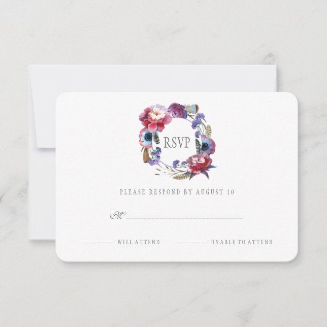 Floral de peonía silvestre con plumas | RSVP (Anverso)