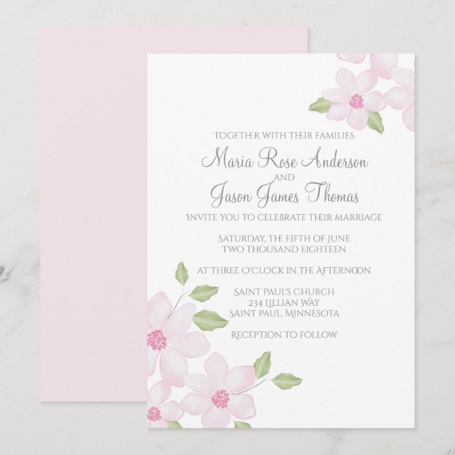 Floral de primavera 5" x 7" Invitación (Anverso / Reverso)