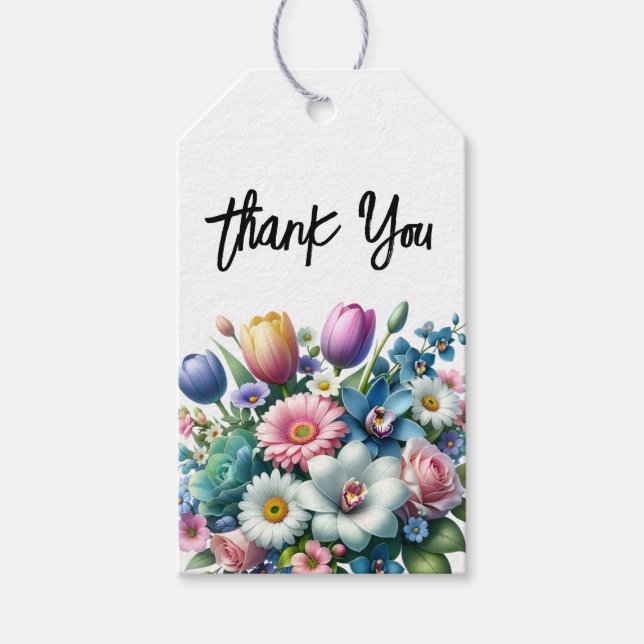 Floral de primavera Gracias Etiquetas (Anverso)