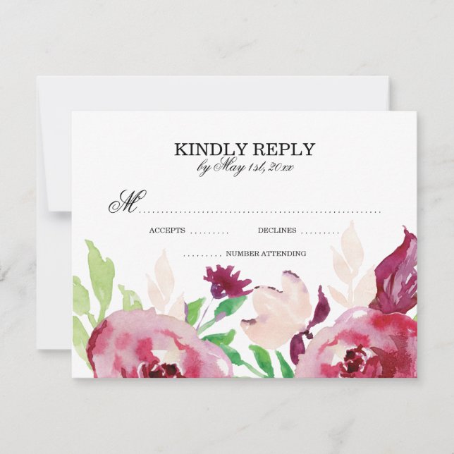 Floral de primavera | Tarjetas RSVP (Anverso)