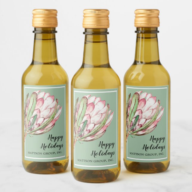 Floral de Protea Rosada Tropical en Mint MINI (Botellas)