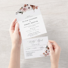 Floral de seda todo en una invitación de matrimoni