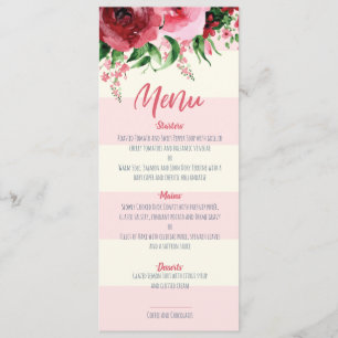 Floral de tarjeta de menú Baby Shower