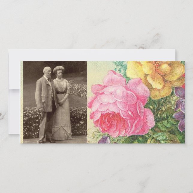 Floral de vintage con tarjeta fotográfica (Anverso)