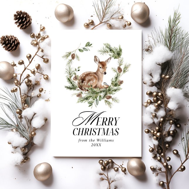 Floral Deer Elegant Modern Feliz Navidad (Subido por el creador)