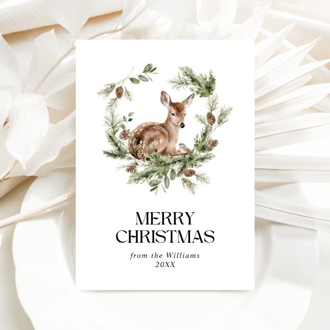 Floral Deer Elegante acuarela Feliz Navidad (Subido por el creador)