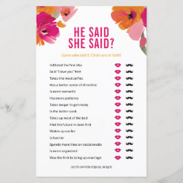 Floral Dijo Que Dijo Boda Tarjeta De Juego De Duch