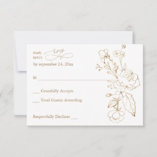 Floral dorada blanco y oro sin comida RSVP