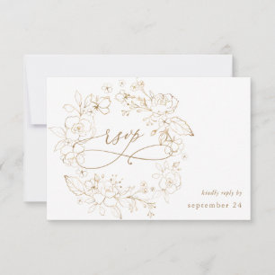 Floral dorada en blanco y oro con carne RSVP 3