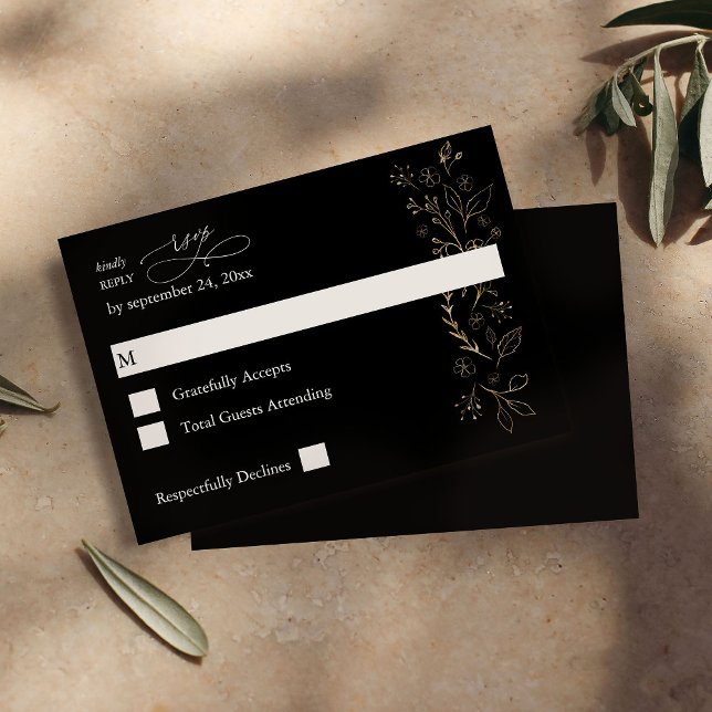 Floral dorada en negro sin carne RSVP 2 (Subido por el creador)