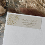 Floral dorada | Etiqueta de dirección de devolució<br><div class="desc">Estas etiquetas doradas de color crema floral y oro son perfectas para una boda elegante. El diseño moderno del boho presenta un caprichoso arreglo de flores, hojas y botánicos dibujados a mano en Relieve metalizado dorado sobre un fondo crema. Estas etiquetas se pueden utilizar para un boda, una ducha de...</div>