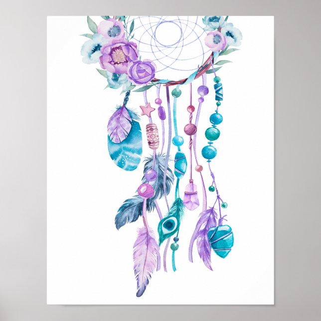 Floral Dreamcatcher Poster Baby Nursery Decoración (Frente)