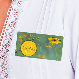 Floral Ducha de novia Monograma Etiqueta de etique