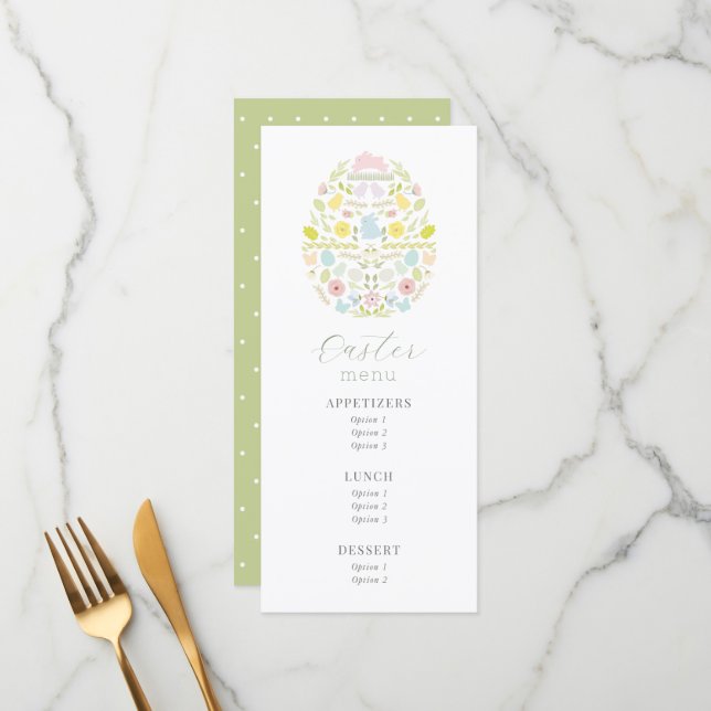 Floral Easter Egy Bunny Menu (Anverso/Reverso In Situ)
