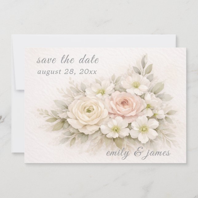 Floral Editorial Bouquet save the date cards (Anverso)
