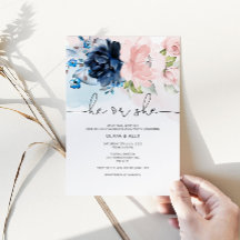 Floral el o ella género revelan invitación