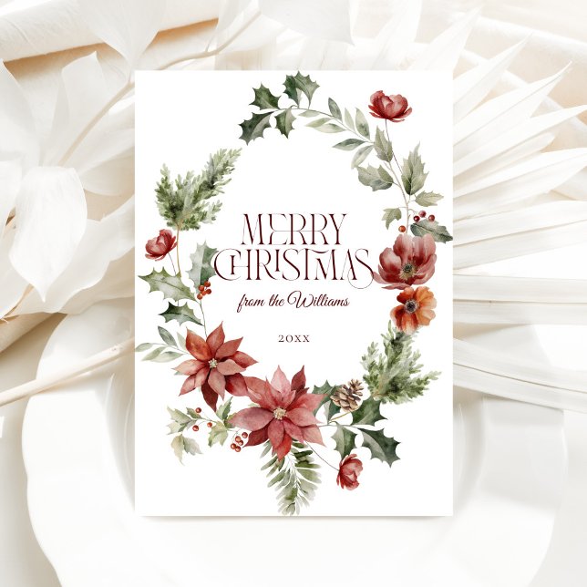 Floral Elegante acuarela Feliz Navidad (Subido por el creador)