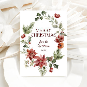 Floral Elegante acuarela Negro Feliz Navidad