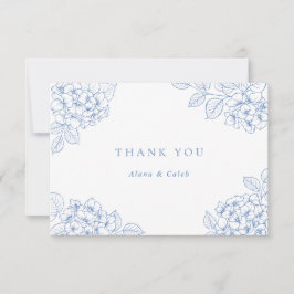 Floral Elegante Agradecimiento Boda Hortensia Azul