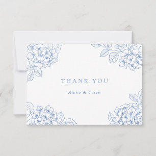 Floral Elegante Agradecimiento Boda Hortensia Azul