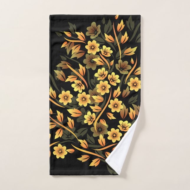 Floral elegante de oro negro (Toalla de mano)