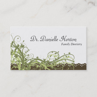 Floral elegante del verde de la tarjeta de visita