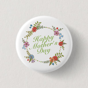 Floral elegante feliz día de la madre Botón Pin