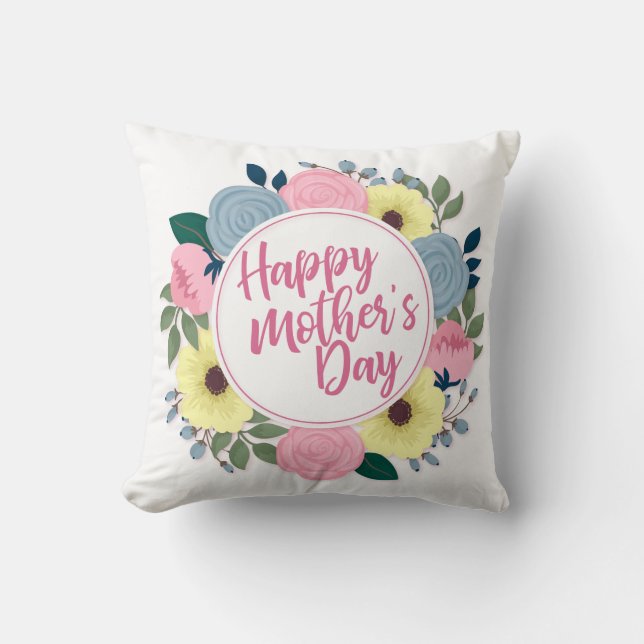 Floral elegante feliz día de la madre | COJÍN DECO (Anverso)