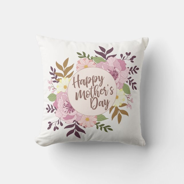 Floral elegante feliz día de la madre | COJÍN DECO (Anverso)
