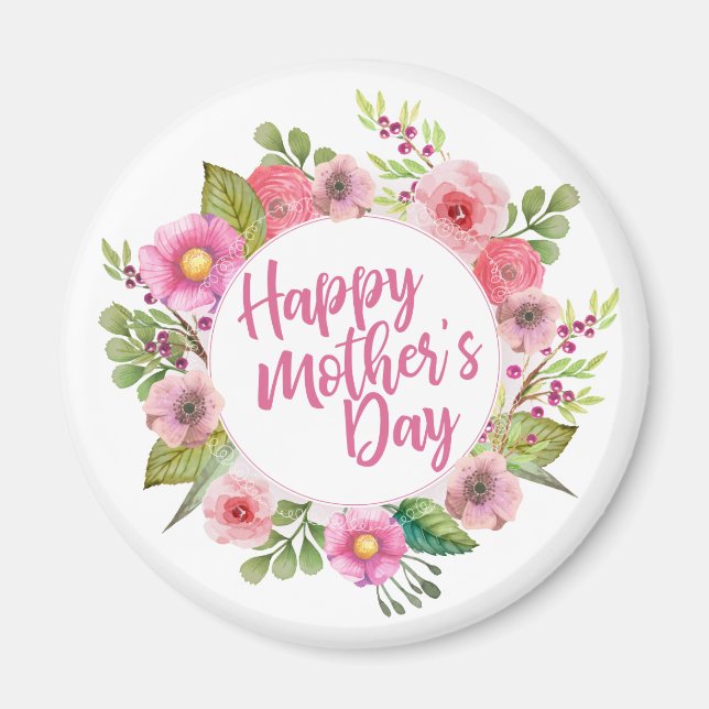 Floral elegante feliz día de la madre | Imán (Frente)
