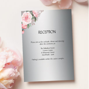 Floral Elegante Roses Rosa Plata Recepción de Boda