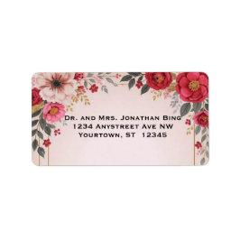 Floral en etiqueta de dirección de retorno rosa